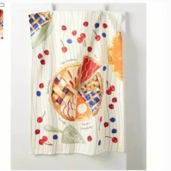 ⭐️ Pie Chart Boho Peasant Hipster Hippie Farm Thanksgiving Holiday Dish Towel - Picture 1 of 2